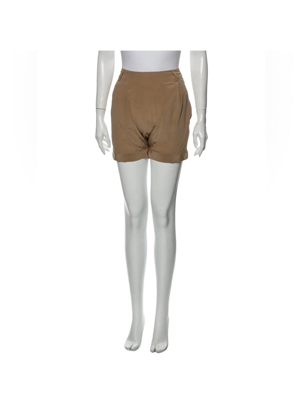 Brochu Walker Size P (XS/S) 100% Silk Brown Cuffed Mini Shorts
